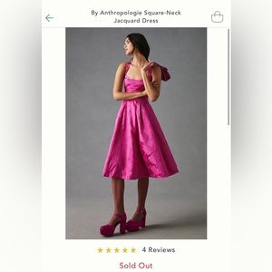 Anthropologie Square-Neck Jacquard Dress